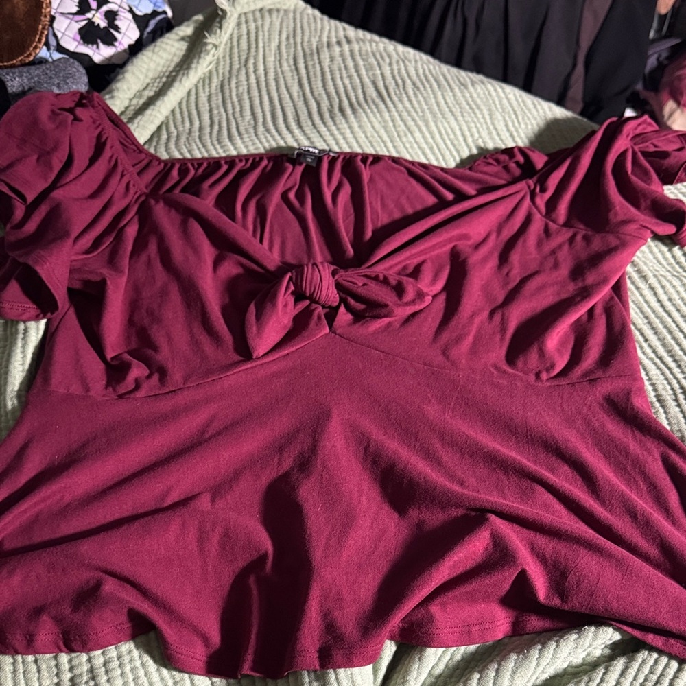 Express Burgundy Off-Shoulder Blouse